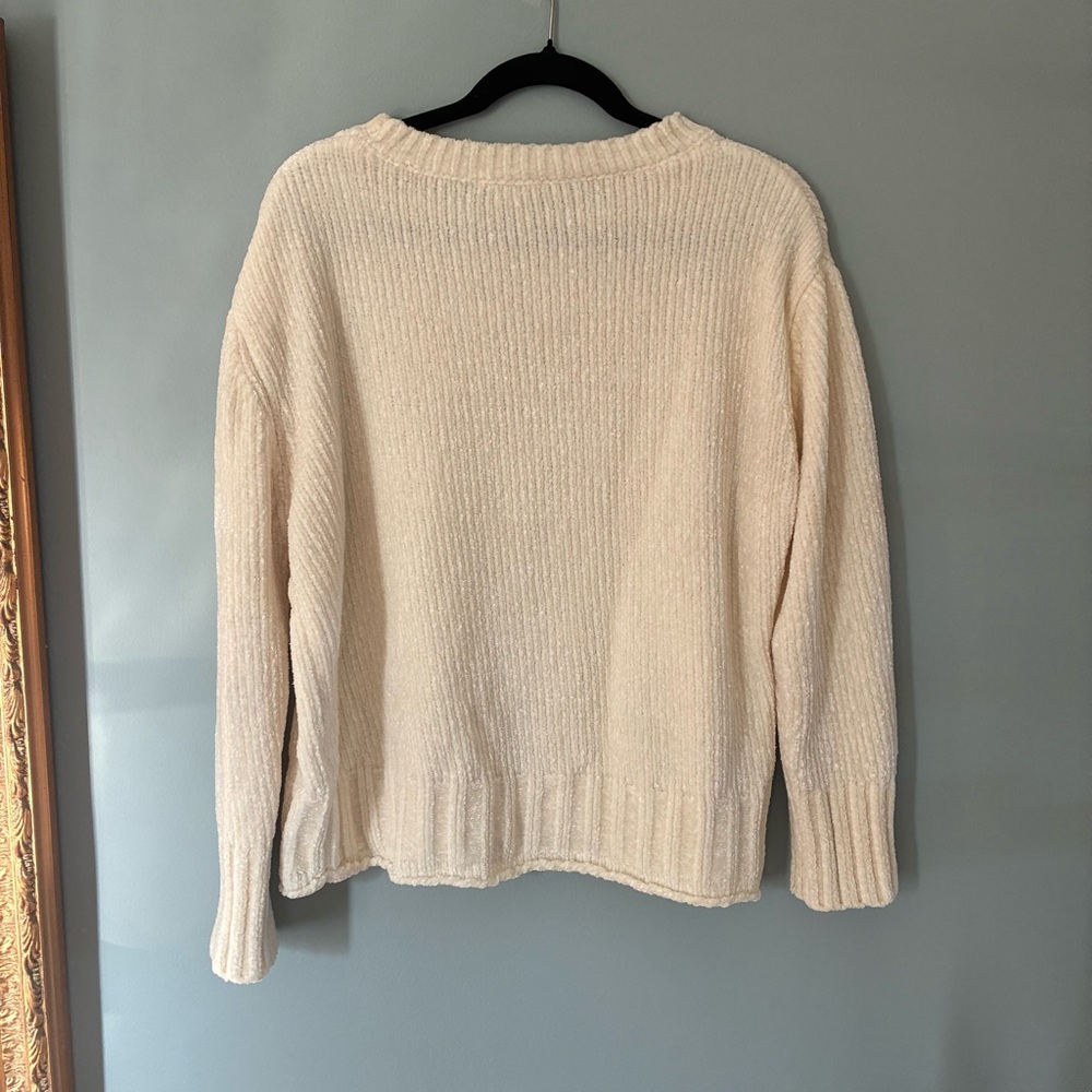 Christian Siriano New York Cream Chenille Ribbed Knit Sweater Women’s Large - Picture 6 of 7